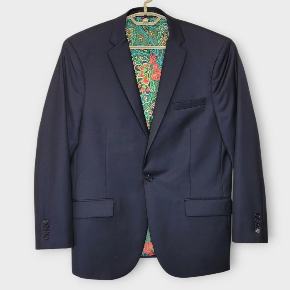 Scotch & Soda Navy Blazer with Floral Lining - Picture 1 of 8